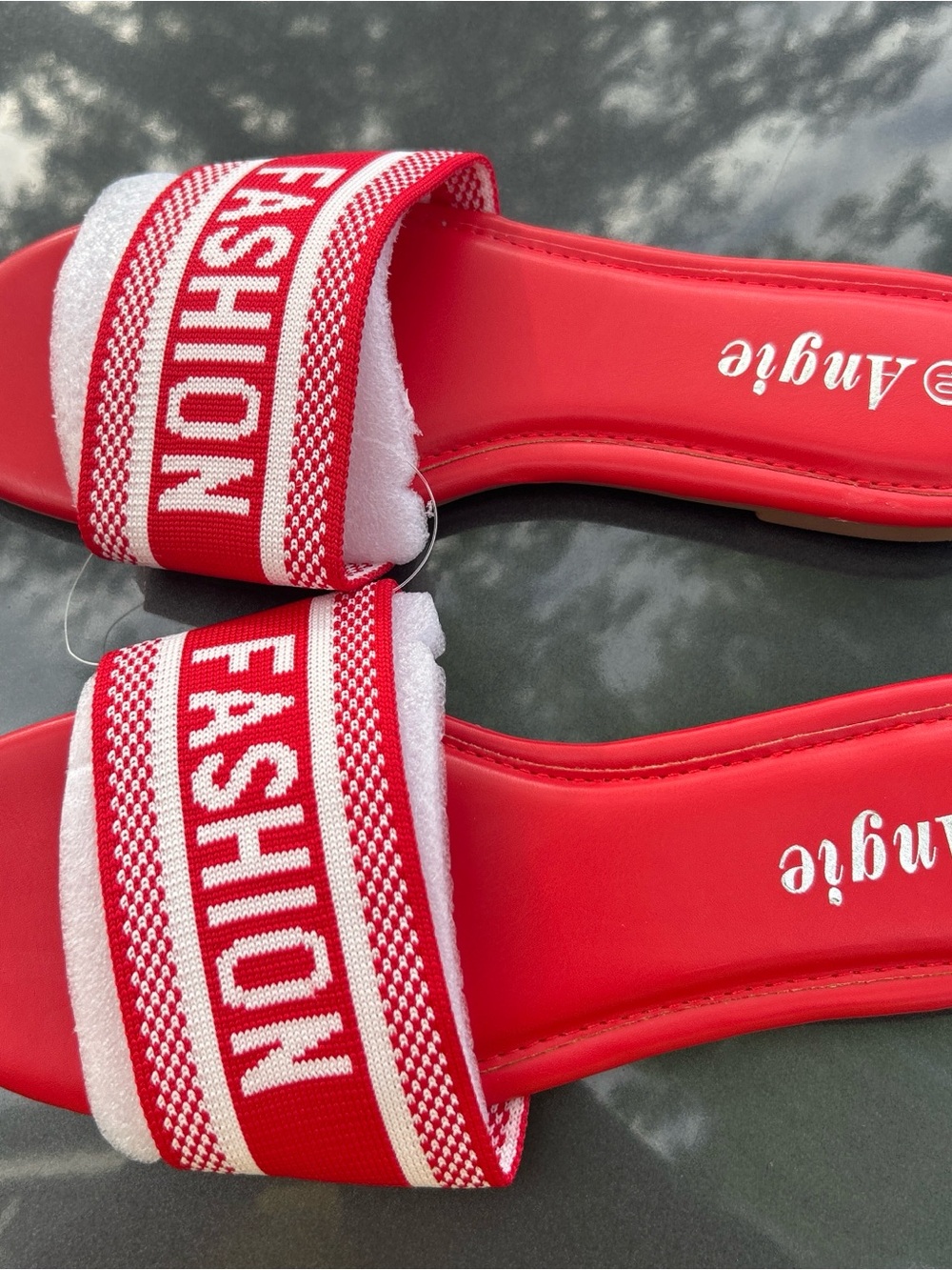 Angie Red 'FASHION' Slide Sandals